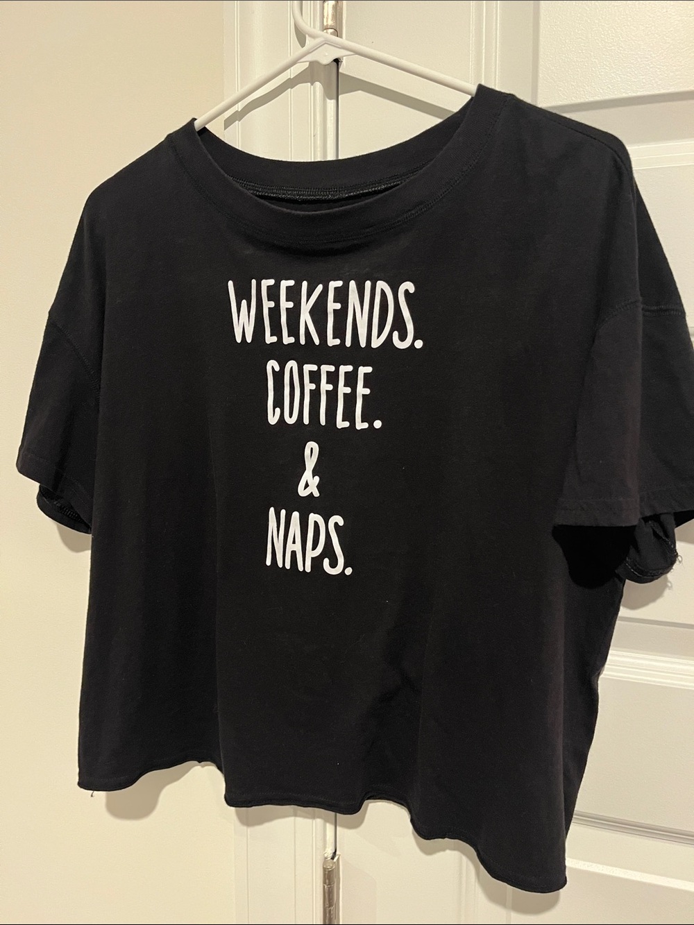 Black 'Weekends. Coffee. & Naps.' Graphic Crop Tee